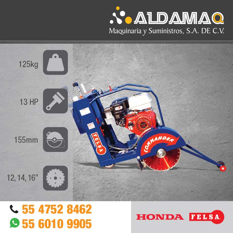 cortadora concreto felsa commander fcph13 honda 13hp aldamaq